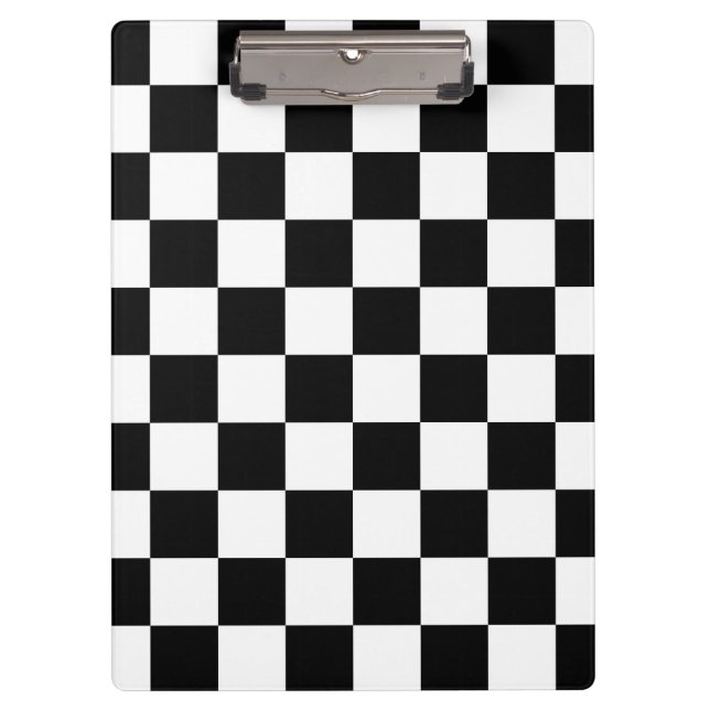 Retro Black/White Contrast Checkerboard Pattern Clipboard (Front)