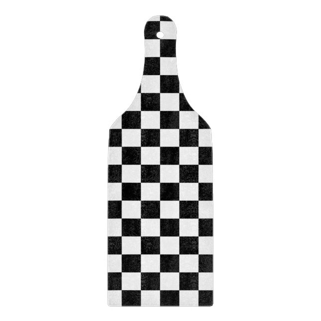 Retro Black/White Contrast Checkerboard Pattern Cutting Board (Front)