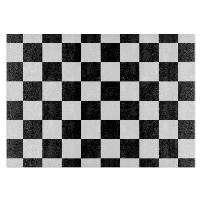 Retro Black/White Contrast Checkerboard Pattern Cutting Board (Front)
