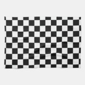 Retro Black/White Contrast Checkerboard Pattern Kitchen Towel (Horizontal)