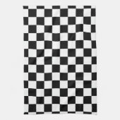 Retro Black/White Contrast Checkerboard Pattern Kitchen Towel (Vertical)
