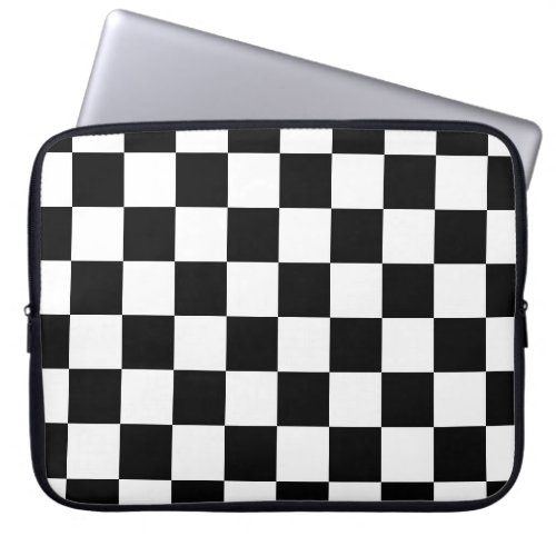 Retro BlackWhite Contrast Checkerboard Pattern Laptop Sleeve