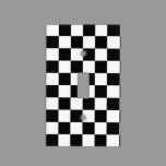 Retro Black/White Contrast Checkerboard Pattern Light Switch Cover