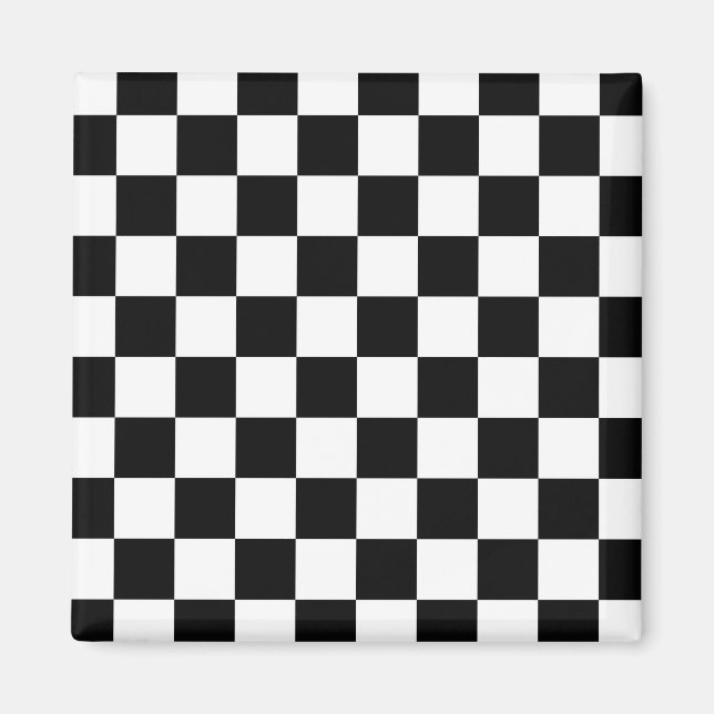 Retro Black/White Contrast Checkerboard Pattern Magnet (Front)