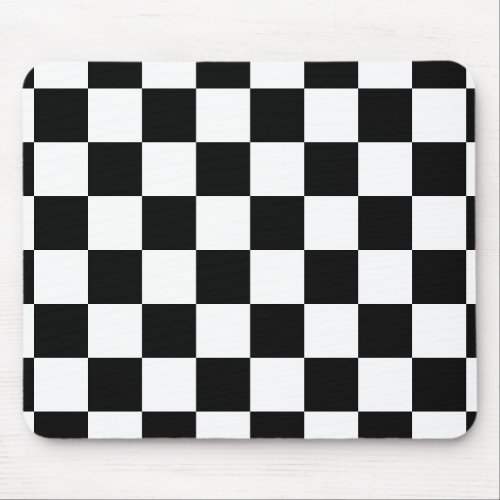 Retro BlackWhite Contrast Checkerboard Pattern Mouse Pad