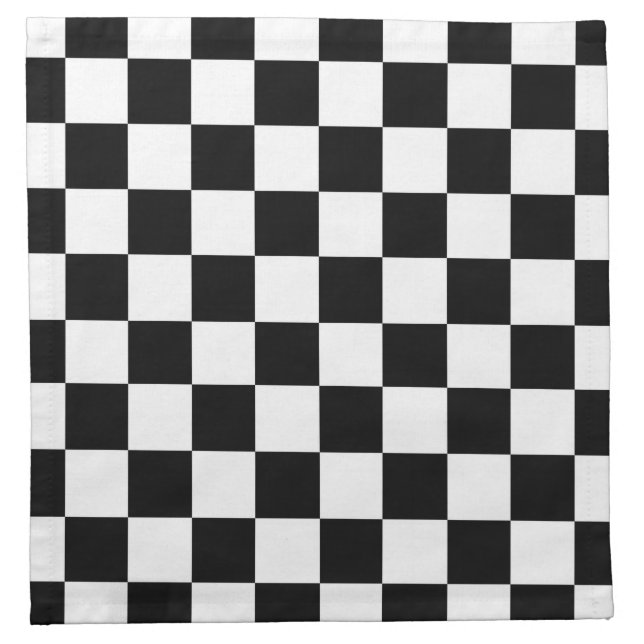 Retro Black/White Contrast Checkerboard Pattern Napkin (Front)