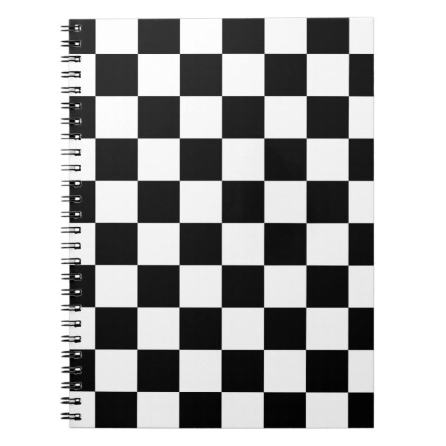 Retro Black/White Contrast Checkerboard Pattern Notebook (Front)