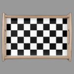 Retro Black/White Contrast Checkerboard Pattern Serving Tray