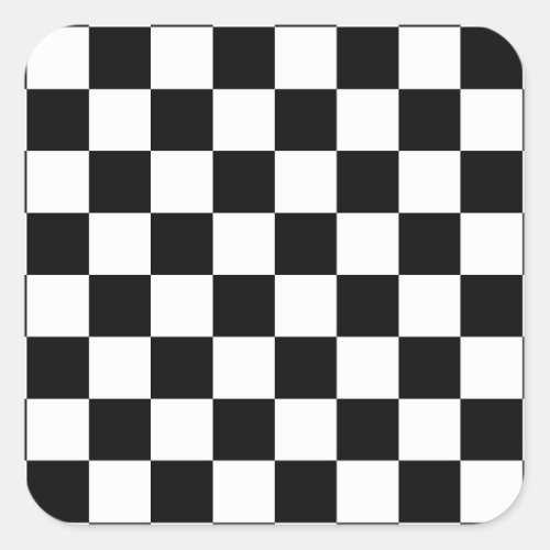 Retro BlackWhite Contrast Checkerboard Pattern Square Sticker