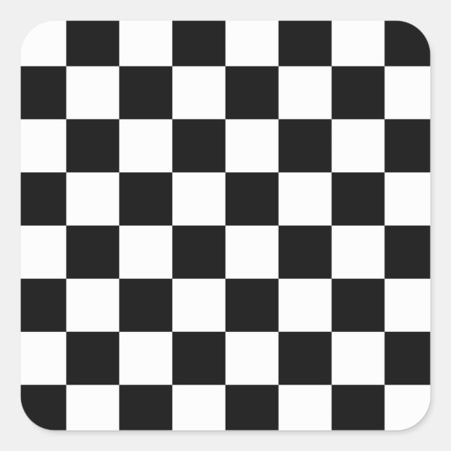 Retro Black/White Contrast Checkerboard Pattern Square Sticker (Front)