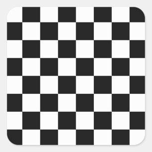 Retro Black/White Contrast Checkerboard Pattern Square Sticker