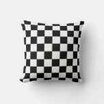 Retro Black/White Contrast Checkerboard Pattern Throw Pillow