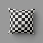 Retro Black/White Contrast Checkerboard Pattern Throw Pillow