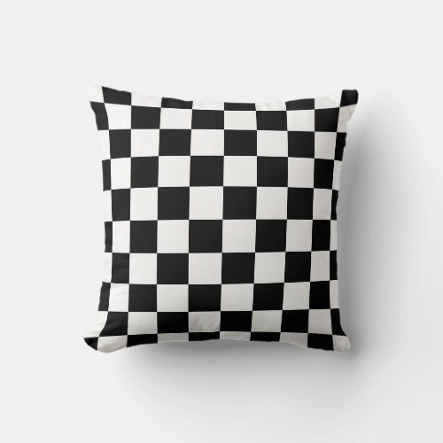 Retro BlackWhite Contrast Checkerboard Pattern Throw Pillow