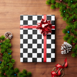 Retro Black/White Contrast Checkerboard Pattern Wrapping Paper