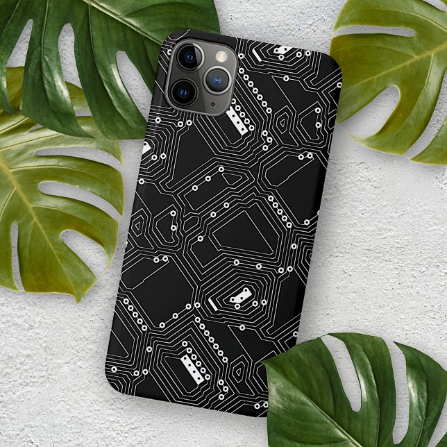 Retro Black White Cool Computer Circuit Board Case-Mate iPhone Case (Creator Uploaded)