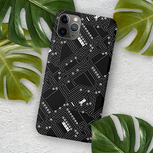 Retro Black White Cool Computer Circuit Board iPhone 11 Pro Max Case