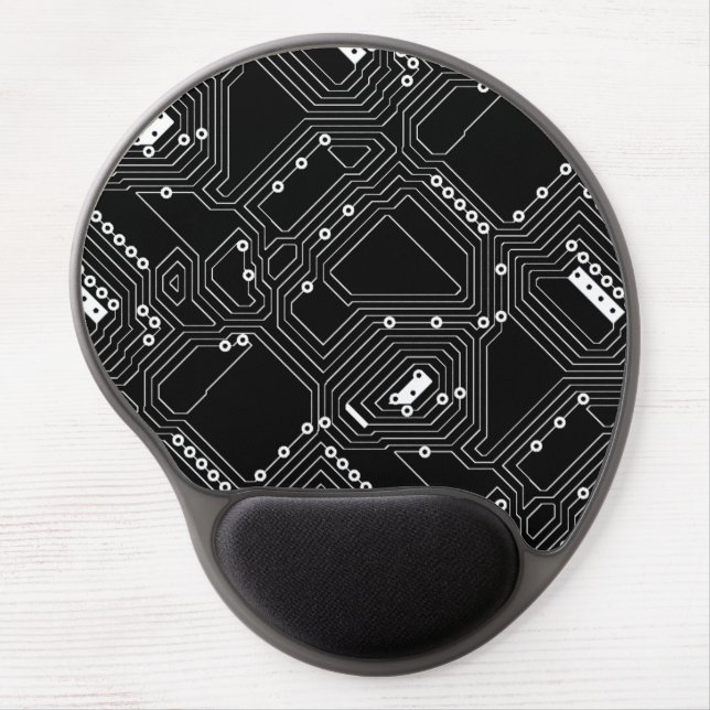 Retro Black White Cool Computer Circuit Board Gel Mouse Pad (Front)