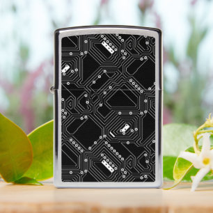 Retro Black White Cool Computer Circuit Board Zippo Lighter