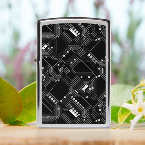 Retro Black White Cool Computer Circuit Board Zippo Lighter