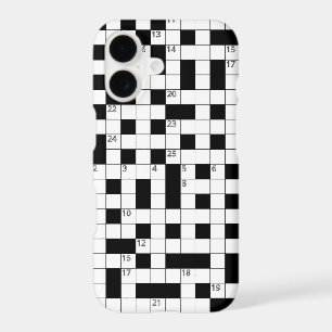 Retro Black White Crossword Puzzle Pattern iPhone 17 Case