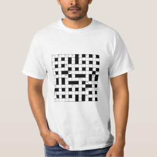 Retro Black White Crossword Puzzle Pattern T-Shirt