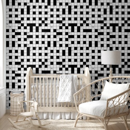 Retro Black White Crossword Puzzle Pattern Wallpaper