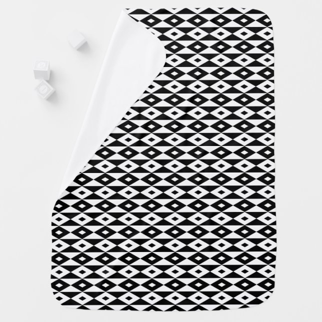 Retro Black White Diamond Shape Modern Pattern Baby Blanket (In Situ)