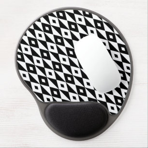 Retro Black White Diamond Shape Modern Pattern Gel Mouse Pad