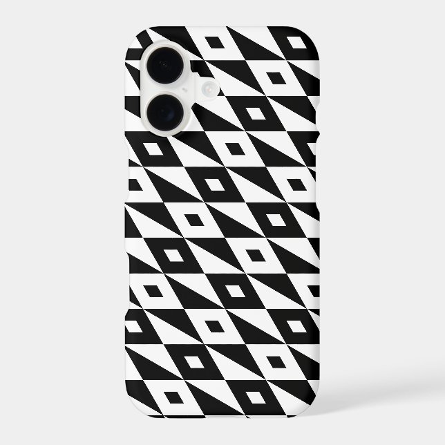 Retro Black White Diamond Shape Modern Pattern Iphone Case (Back)