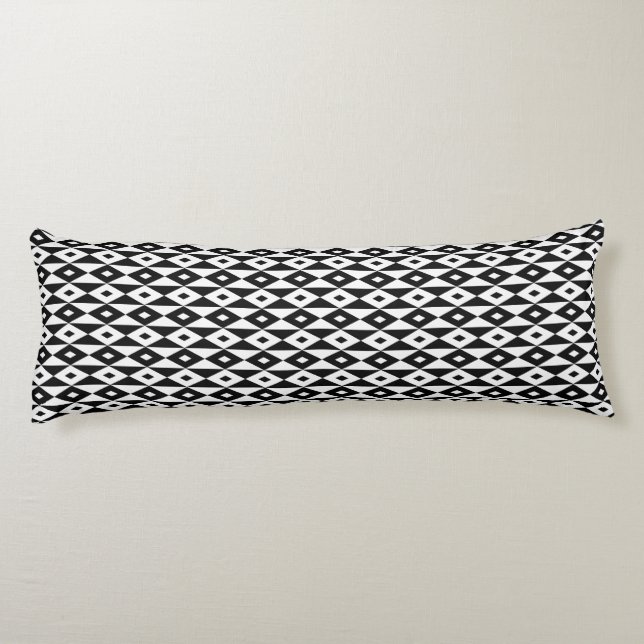 Retro Black White Diamond Shaped Modern Pattern Body Pillow (Back)