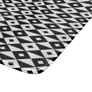 Retro Black White Diamond Shaped Modern Pattern Cutting Board