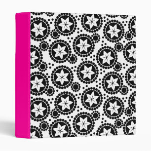 Retro Black White Flower Dot Geometric Pattern Binder
