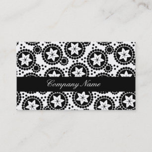Retro Black White Flower Dot Geometric Pattern Business Card