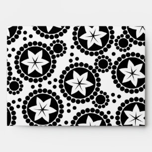 Retro Black White Flower Dot Geometric Pattern Envelope