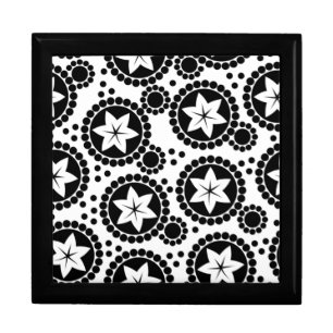 Retro Black White Flower Dot Geometric Pattern Jewelry Box