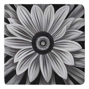 Retro Black & White Flower Trivet