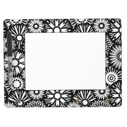 Retro black white flowers Dryerase Board