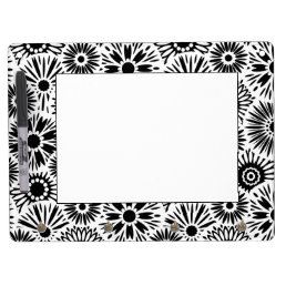 Retro black white flowers Dryerase Board