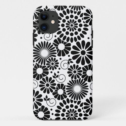 Retro black white flowers iPhone 5 Case