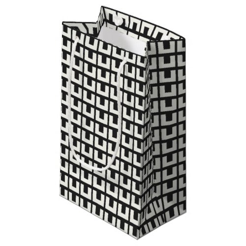 Retro Black White Geometric Mid Century Modern Small Gift Bag