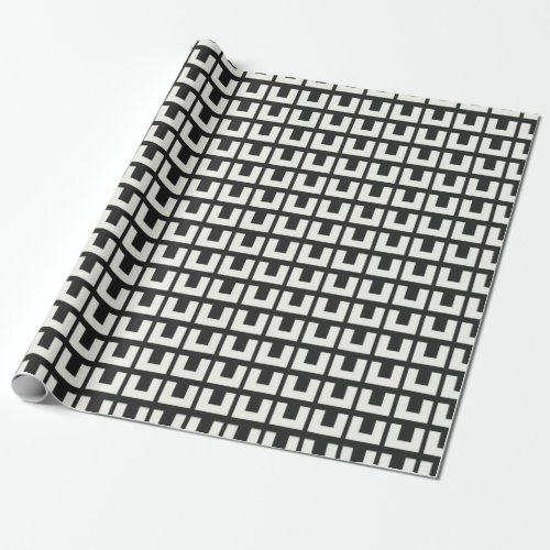 Retro Black White Geometric Mid Century Modern Wrapping Paper