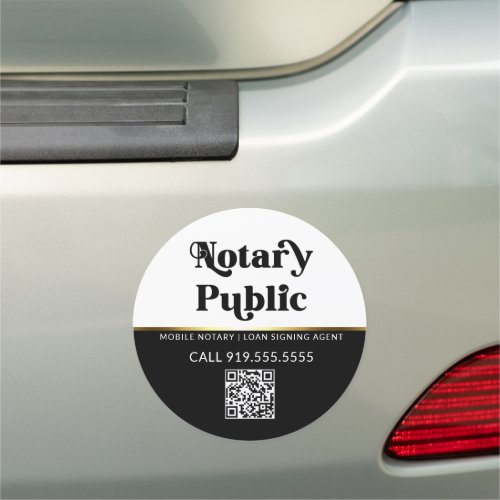 Retro Black White Gold Notary Public Marketing  Car Magnet
