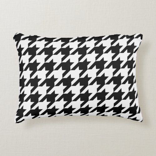 Retro Black White Hounds_tooth Weaving Pattern Accent Pillow