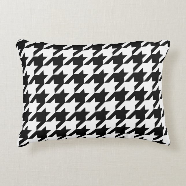 Retro Black White Hounds-tooth Weaving Pattern Accent Pillow (Front)