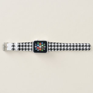 Retro Black White Hounds-tooth Weaving Pattern Apple Watch Band