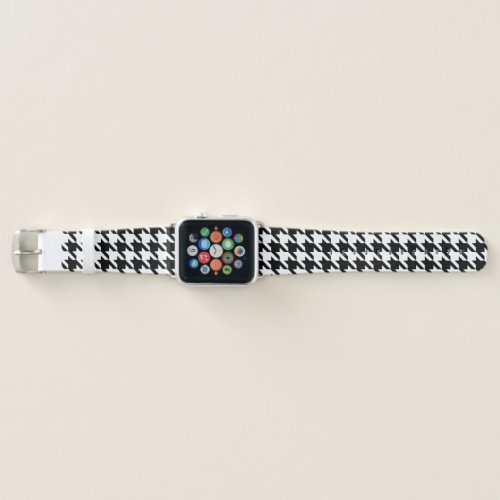 Retro Black White Hounds_tooth Weaving Pattern Apple Watch Band