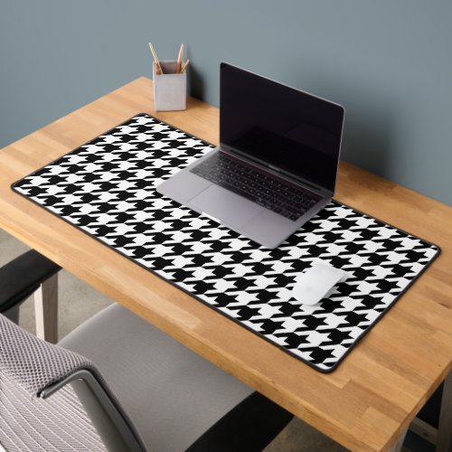 Retro Black White Hounds_tooth Weaving Pattern Desk Mat