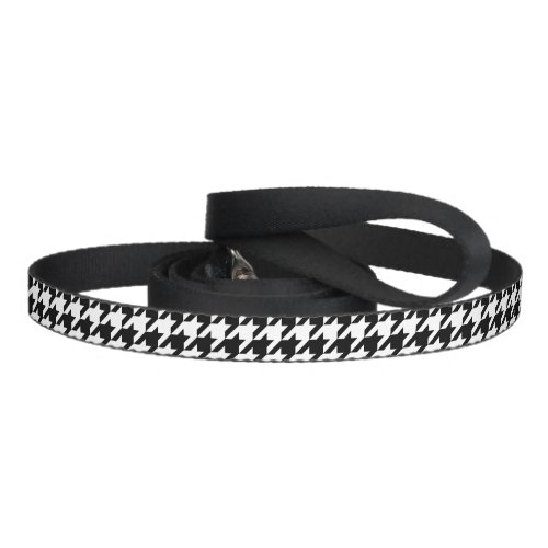 Retro Black White Hounds_tooth Weaving Pattern Pet Leash