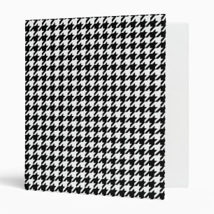Retro Black White Houndstooth Weaving Pattern 3 Ring Binder